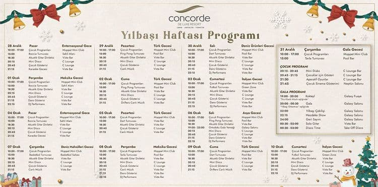 Yılbaşı Haftası Programı